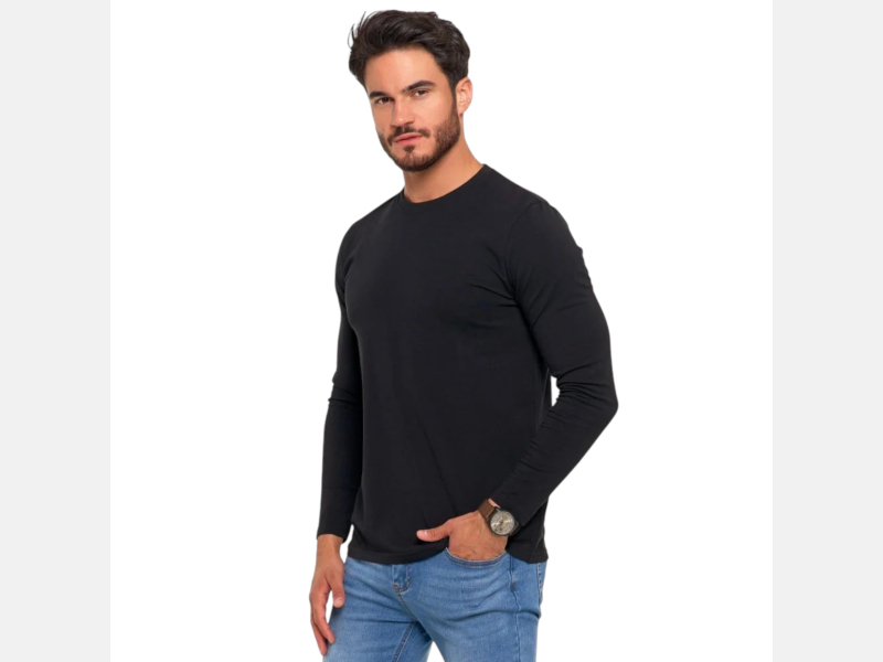 Longsleeve koszulka męska bawełniana z długim rękawem CZARNA MORAJ